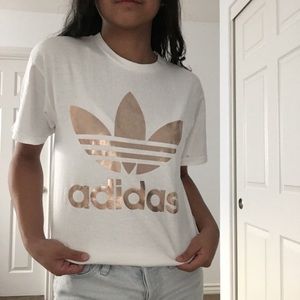 Authentic rose gold foil Adidas tee